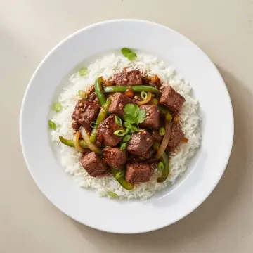 Arroz con ternera y judías negras