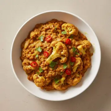 Curried Cauliflower & Lentil Bake