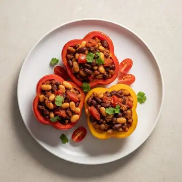 Three Bean Stuffed Peppers